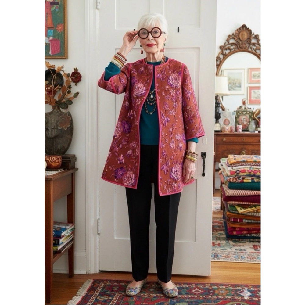 Rara Avis by Iris Apfel Jacquard Coat art to wear jacket size medium